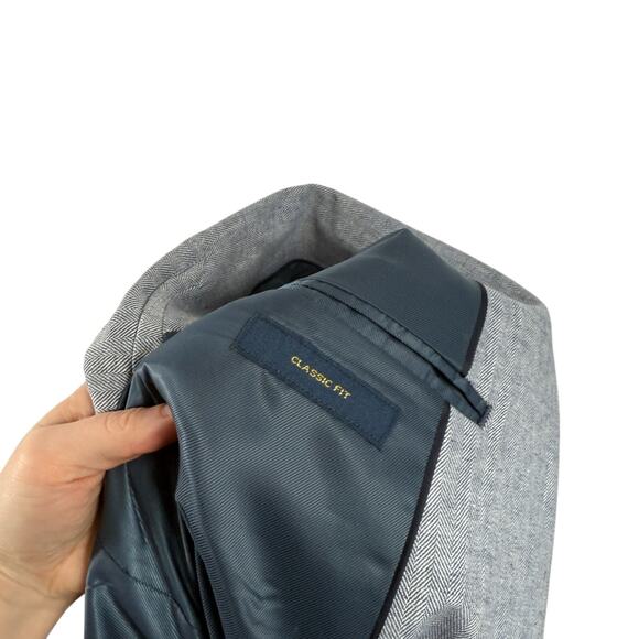 Stafford Classic Fit Blue Linen Cotton Blend Sport Coat Blazer Mens Size 52R - Picture 5 of 7